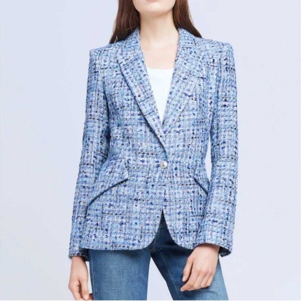 L'AGENCE Blue Tweed Blazer